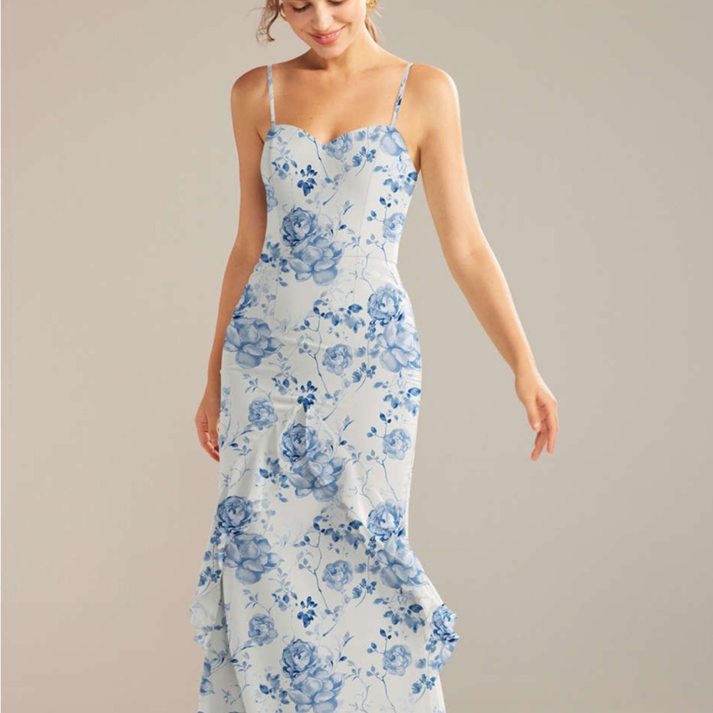 Floral Blue and White Long Dress